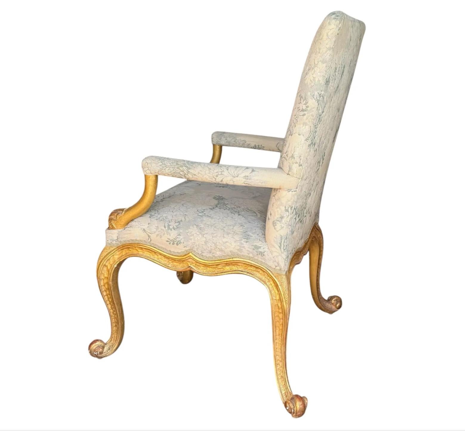 Regency Rose Tarlow Melrose House Giltwood Kent Armchair 1 of 14 For Sale