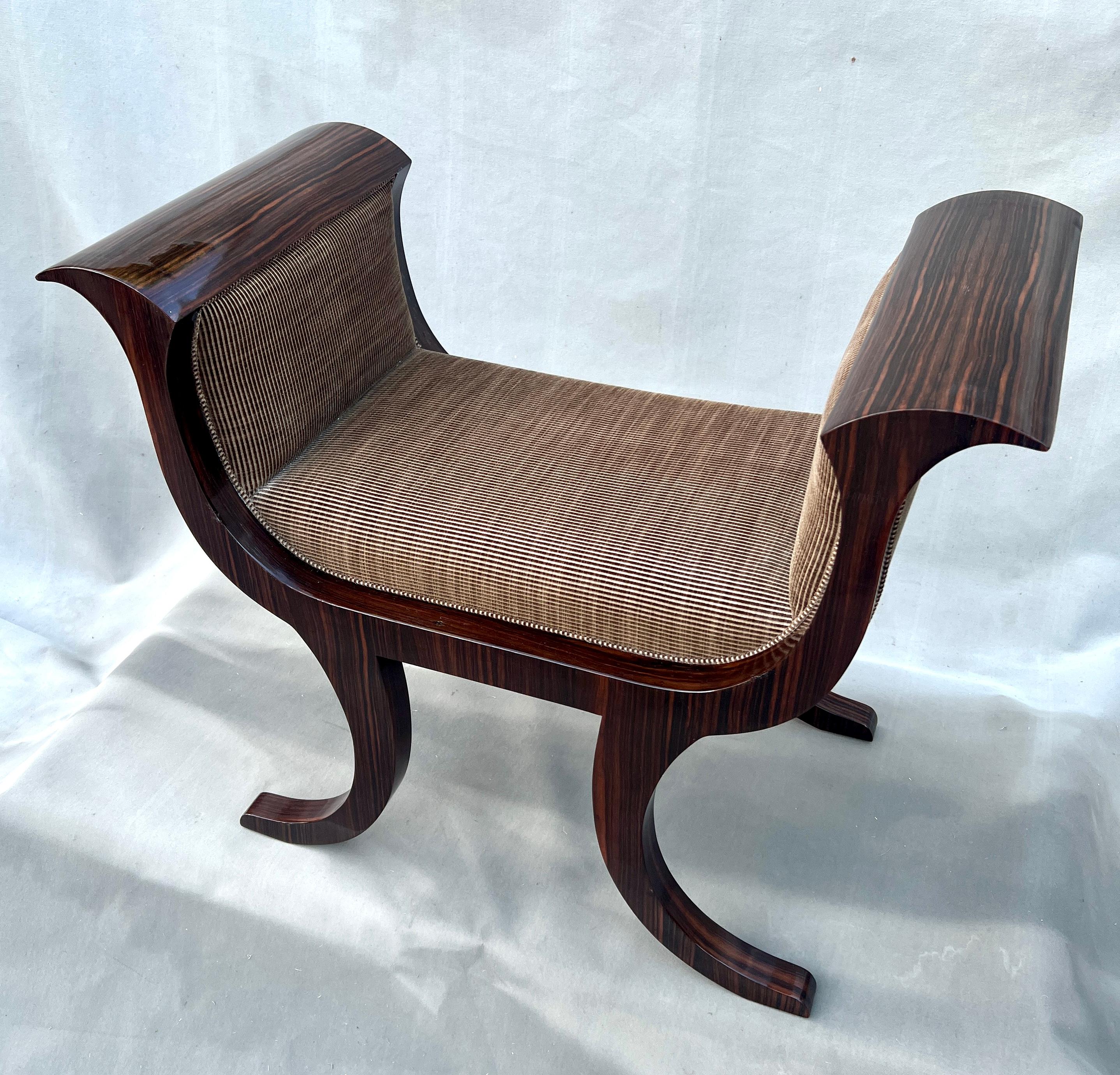 American Rose Tarlow Melrose House Iris Bench in Macassar Ebony Veneer For Sale