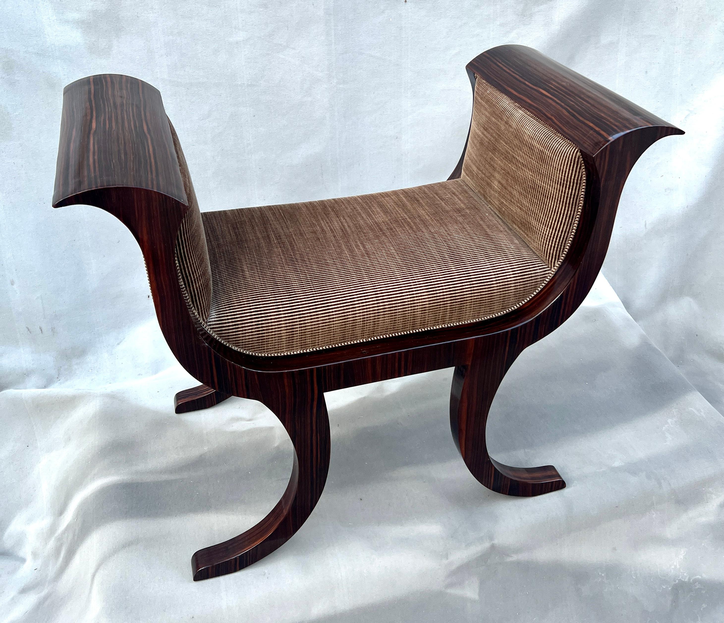 Hand-Crafted Rose Tarlow Melrose House Iris Bench in Macassar Ebony Veneer For Sale