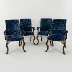 Rose Tarlow Melrose House Sillón(es) de terciopelo Puccini Azul Scalamandré Tigre
