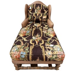 Rose Tarlow Melrose House Raffia Chaise Lounge W Schumacher Toile