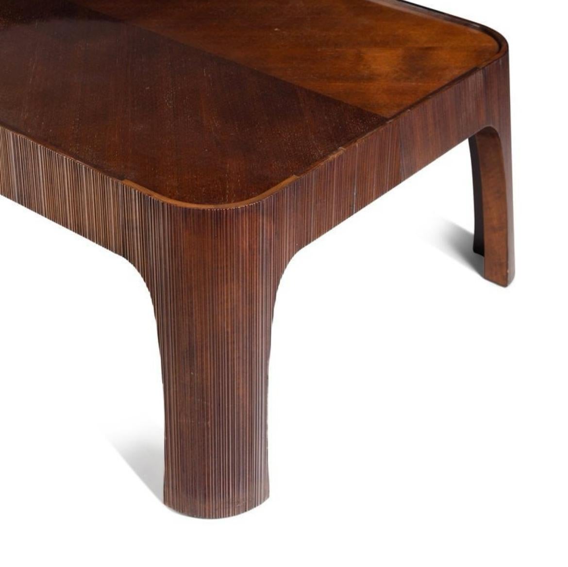 Modern Rose Tarlow Reeded Bois walnut coffee table