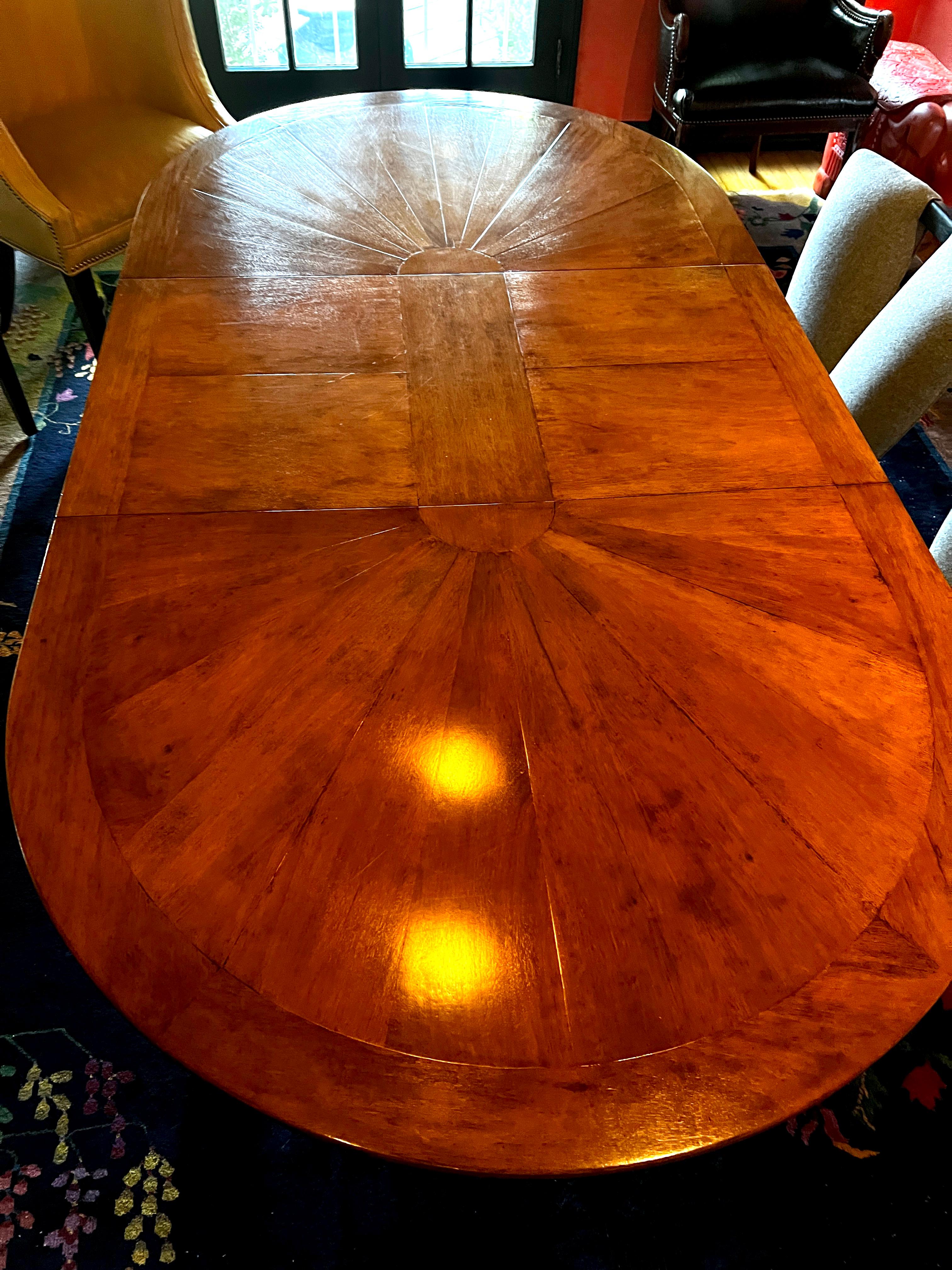 Rose Tarlow Regency Sunburst Walnut Dining Table with Extension 60