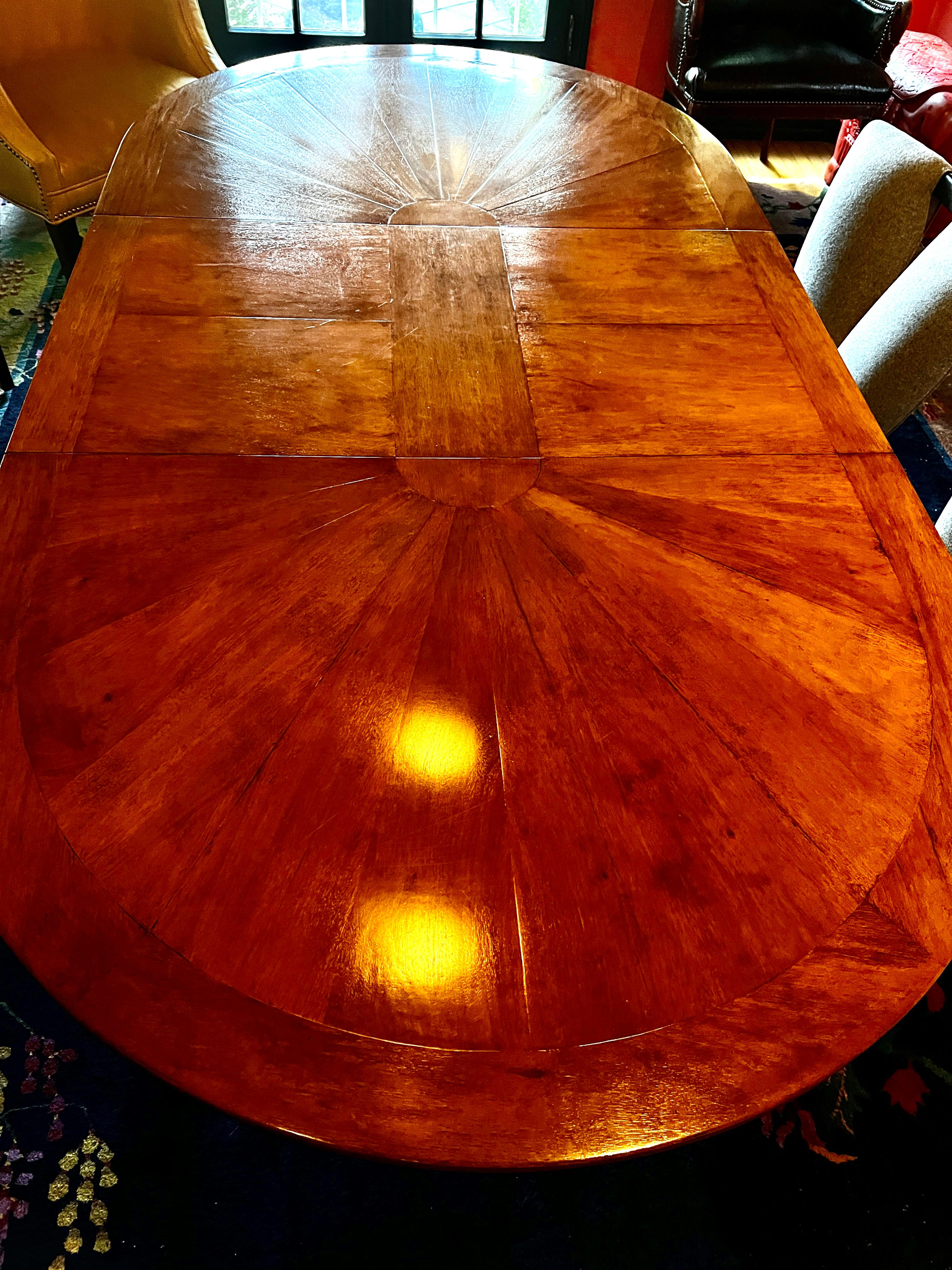 Rose Tarlow Regency Sunburst Walnut Dining Table with Extension 60