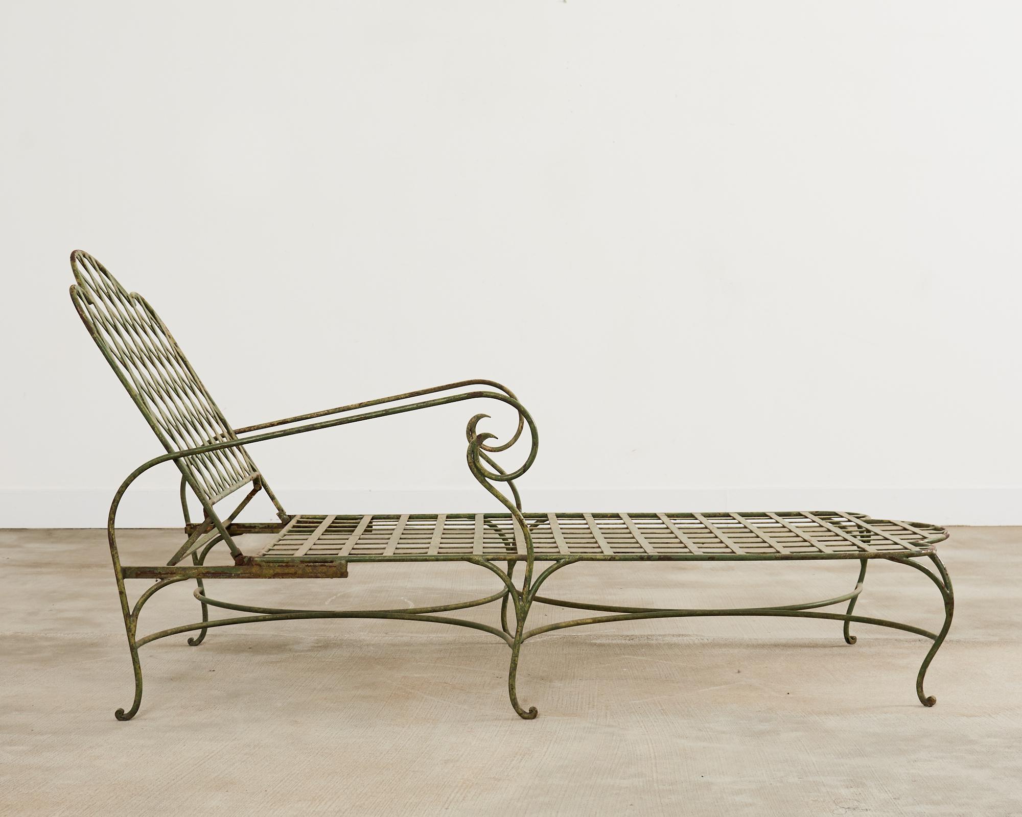 Rose Tarlow Stil Eisen Gitter Garten Chaise Longue 4