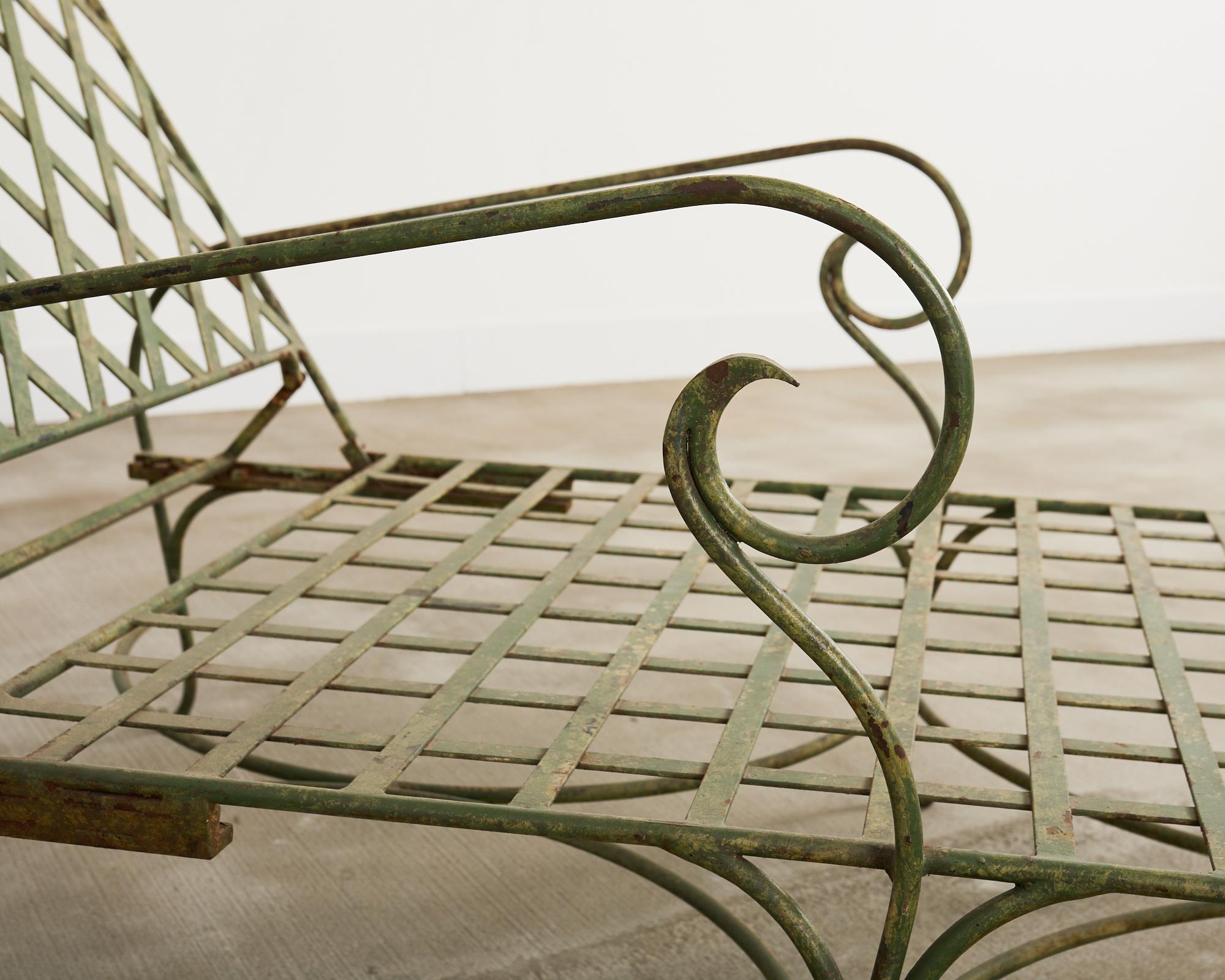 Rose Tarlow Stil Eisen Gitter Garten Chaise Longue 6