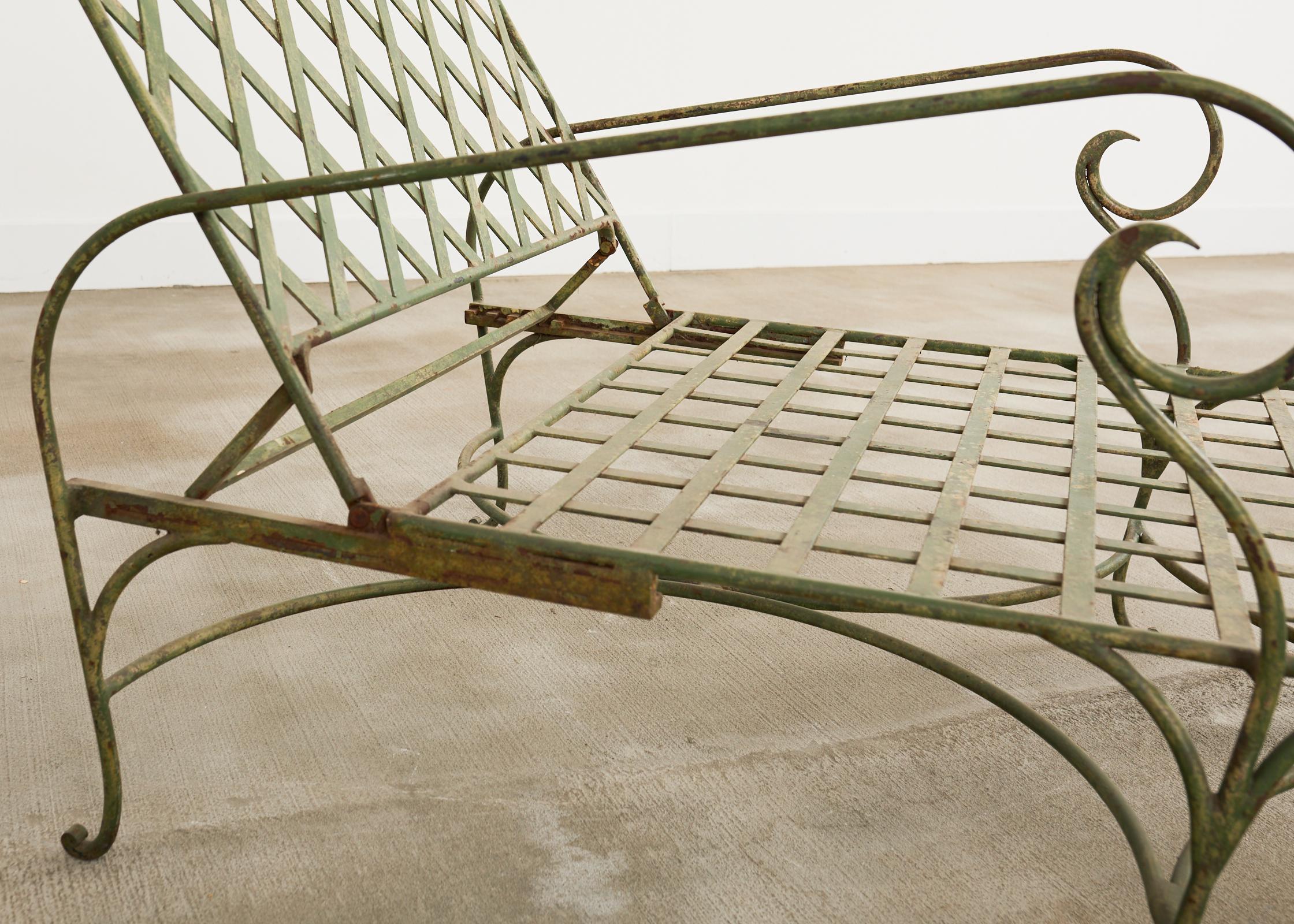 Rose Tarlow Stil Eisen Gitter Garten Chaise Longue 7