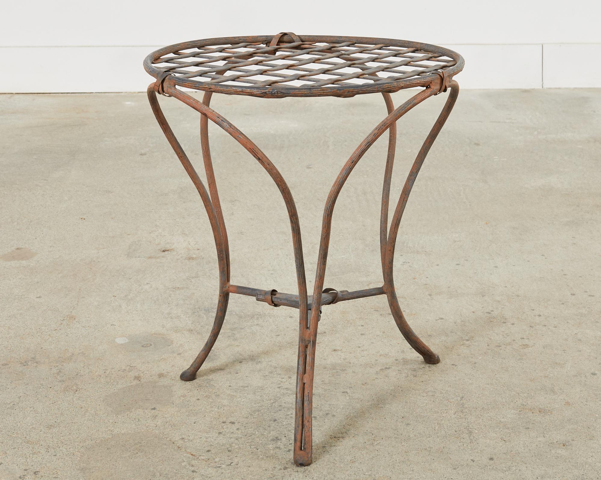 Neoclassical Rose Tarlow Style Twig Iron Garden Drinks Table For Sale