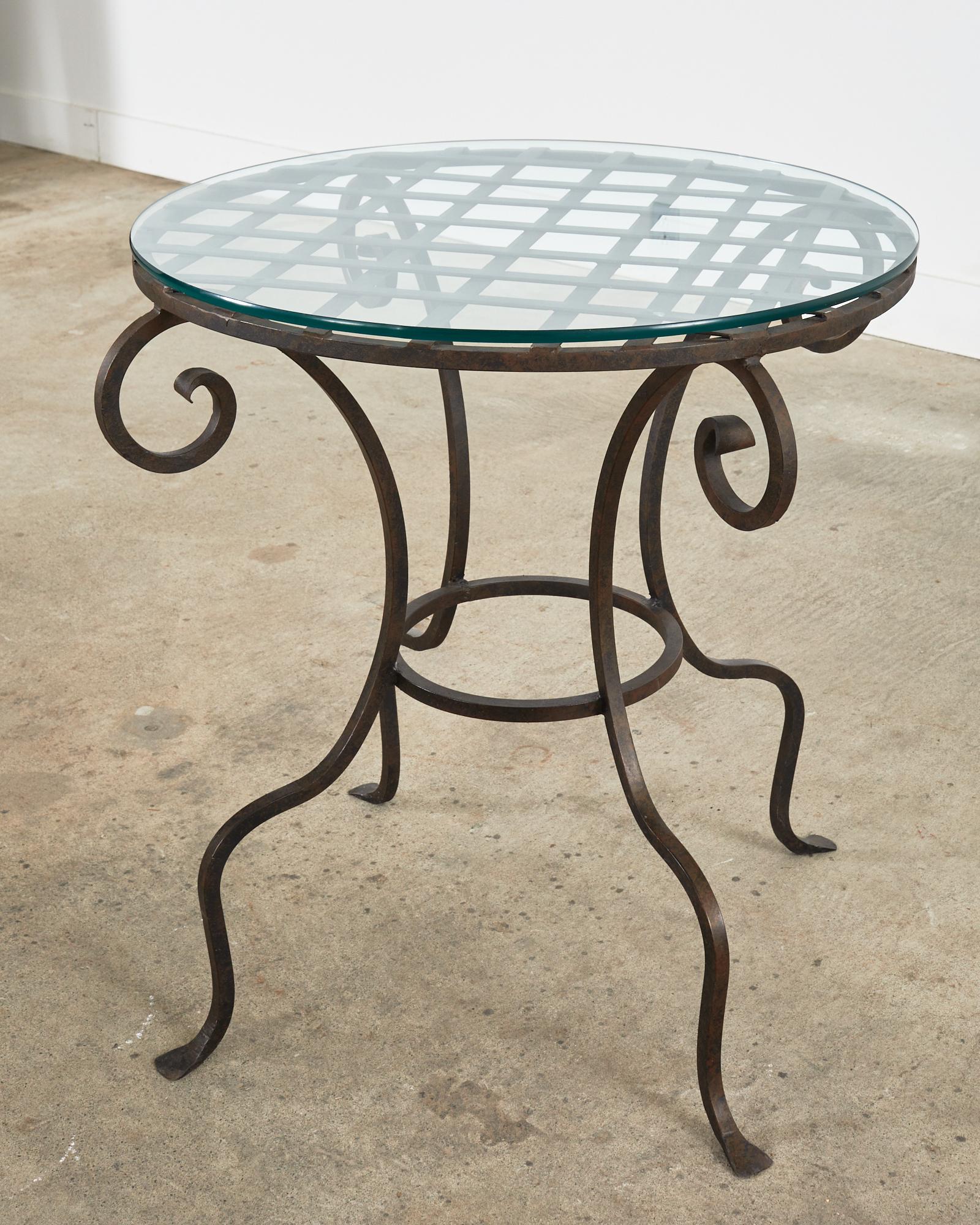 Rose Tarlow Style Wrought Iron Patio Garden Dining Table For Sale 6