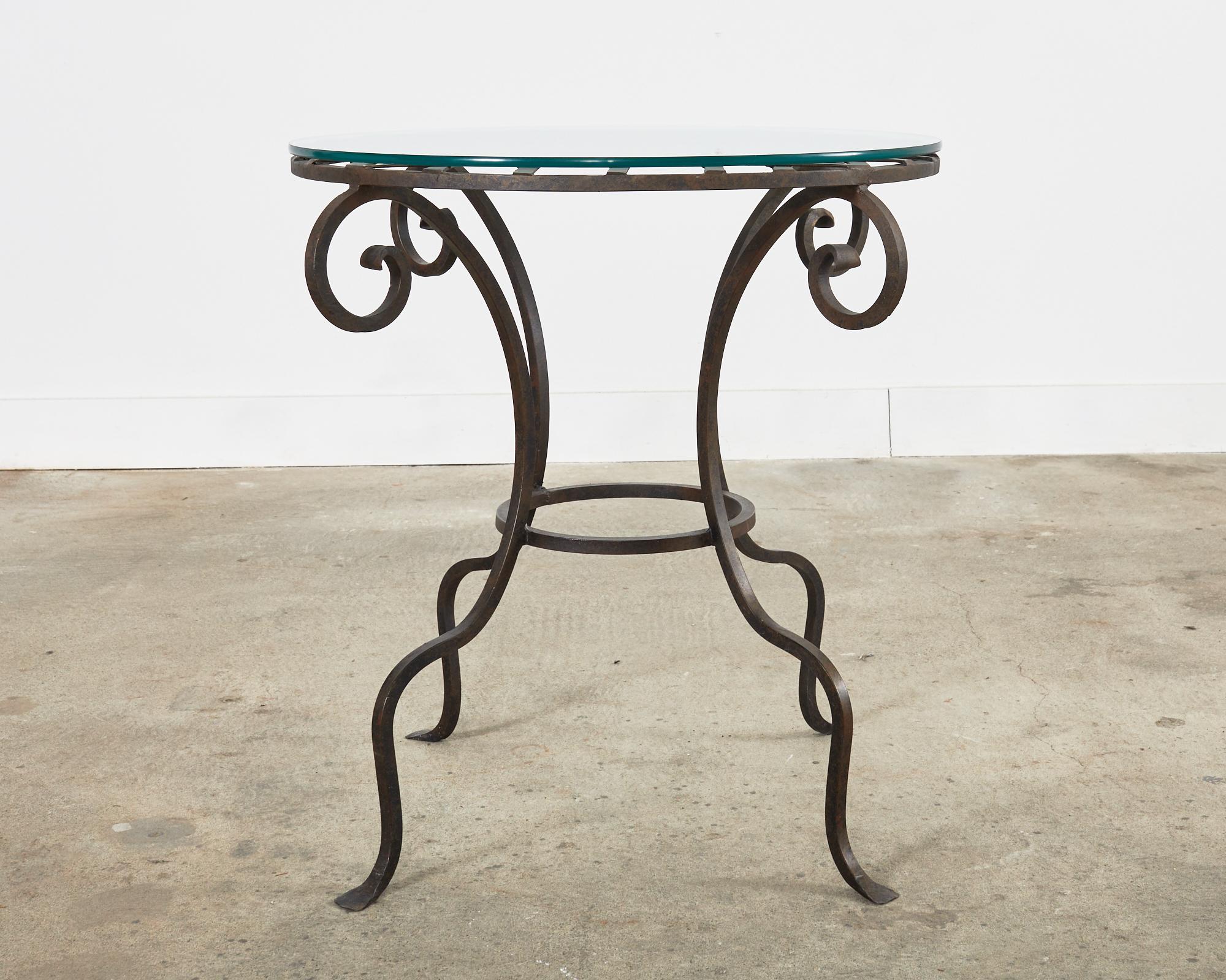 Neoclassical Rose Tarlow Style Wrought Iron Patio Garden Dining Table For Sale
