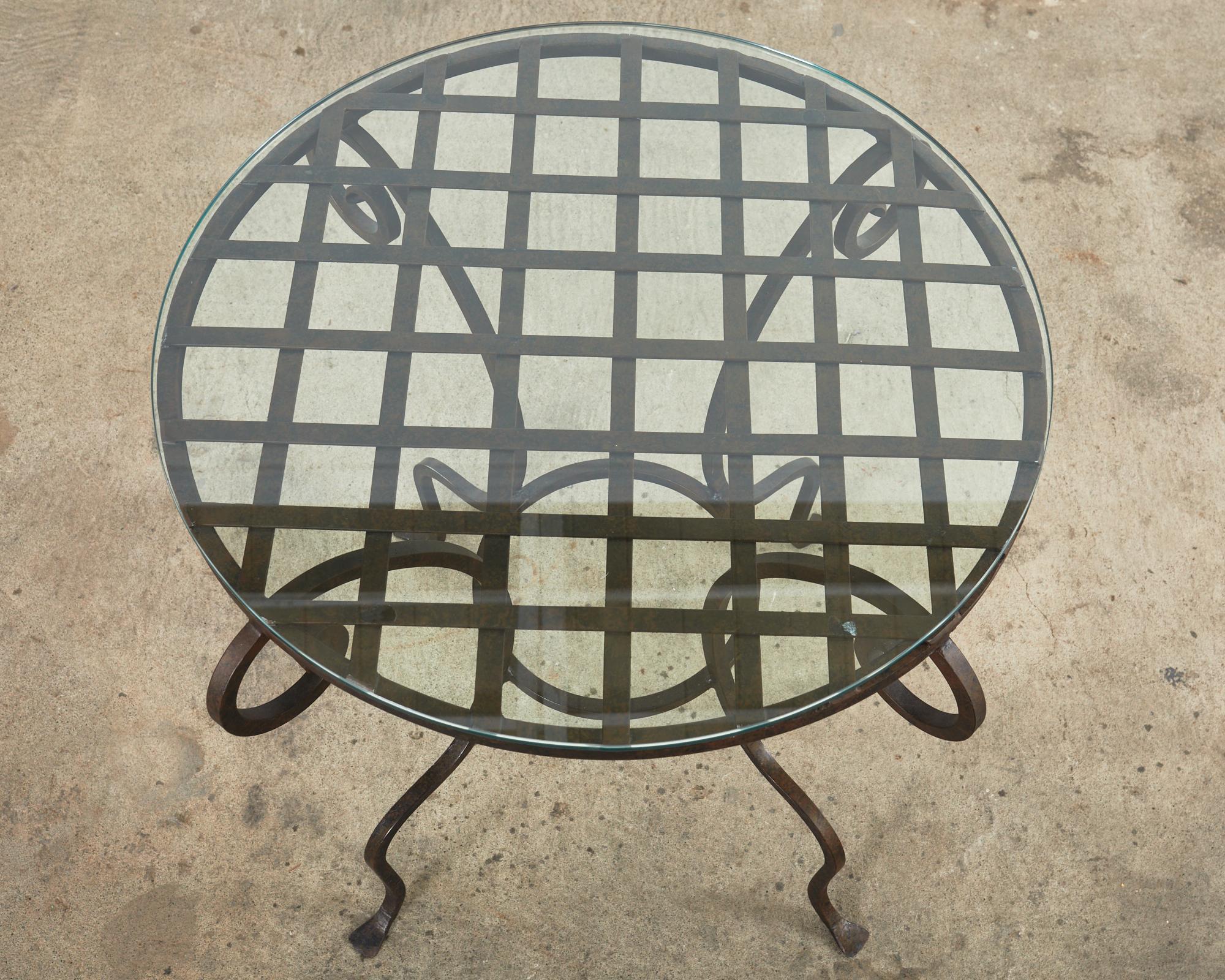 American Rose Tarlow Style Wrought Iron Patio Garden Dining Table For Sale