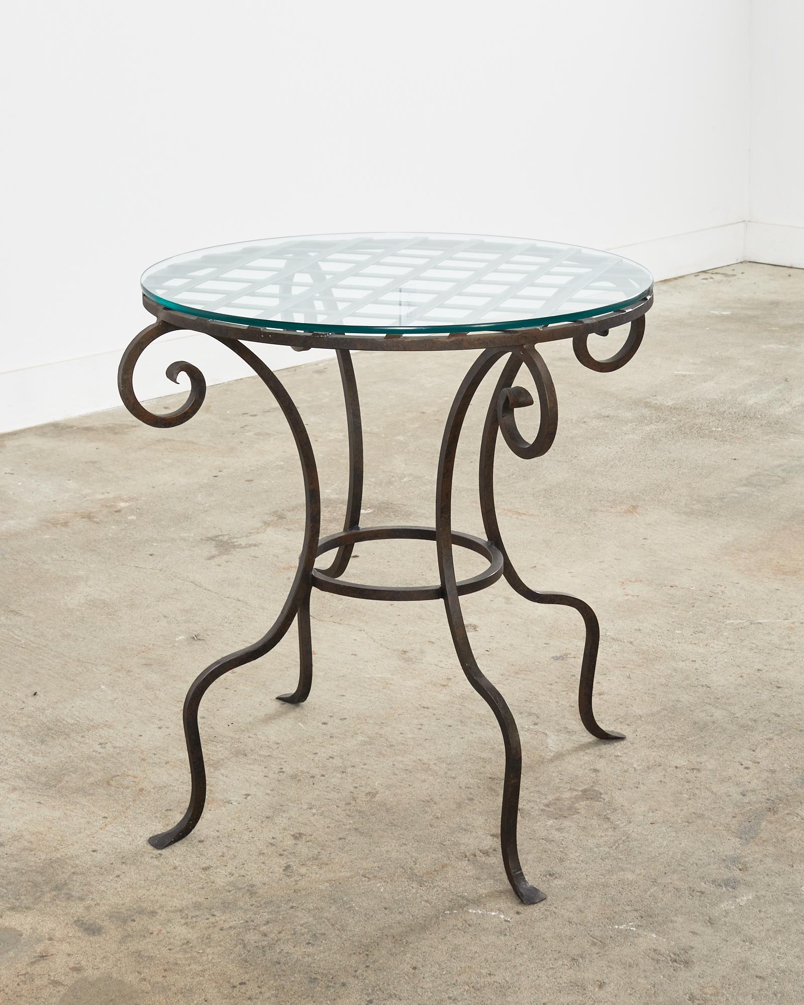 Rose Tarlow Style Wrought Iron Patio Garden Dining Table For Sale 2