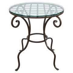 Antique Rose Tarlow Style Wrought Iron Patio Garden Dining Table