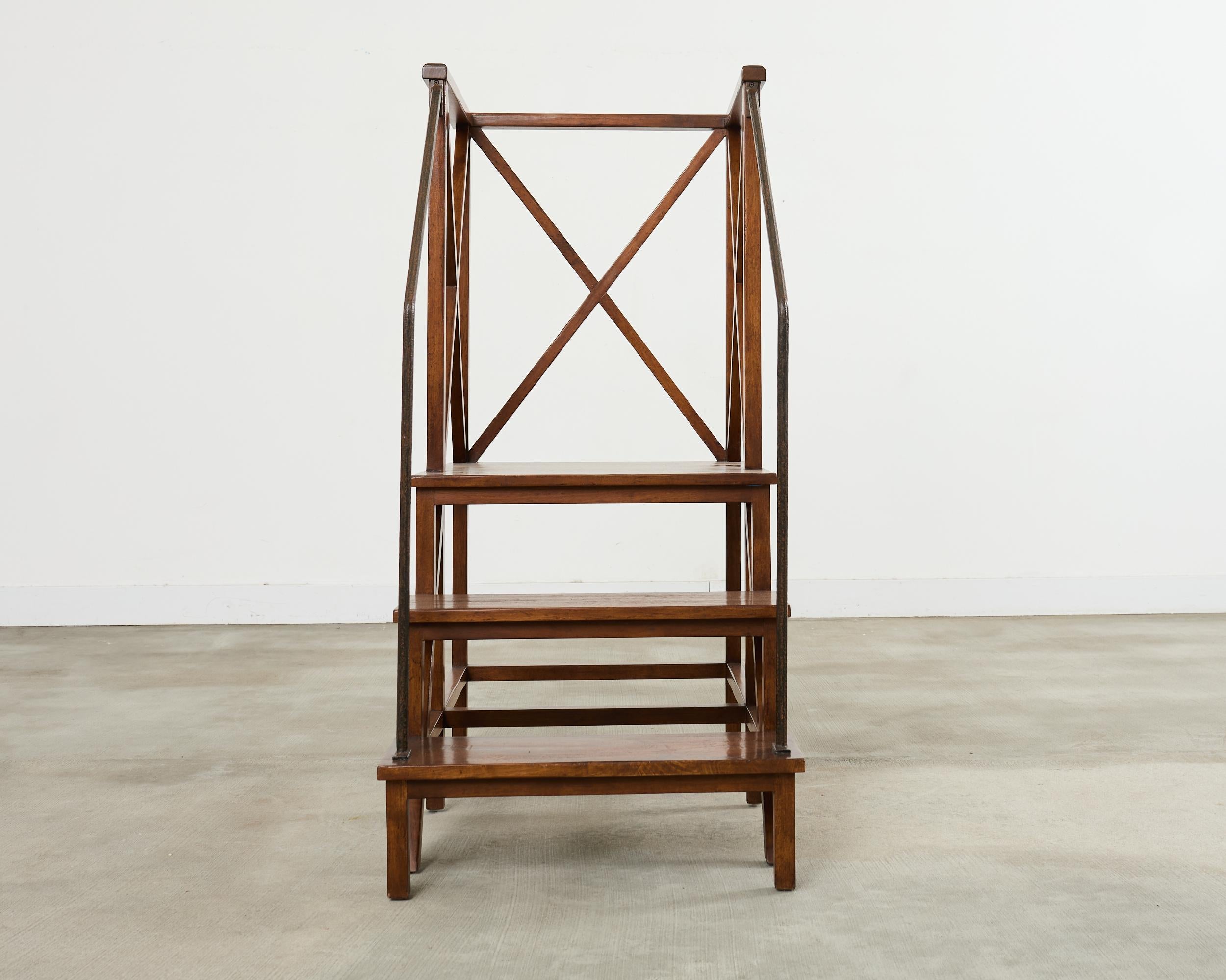 American Rose Tarlow Walnut Dayton Hall Library Step Ladder For Sale