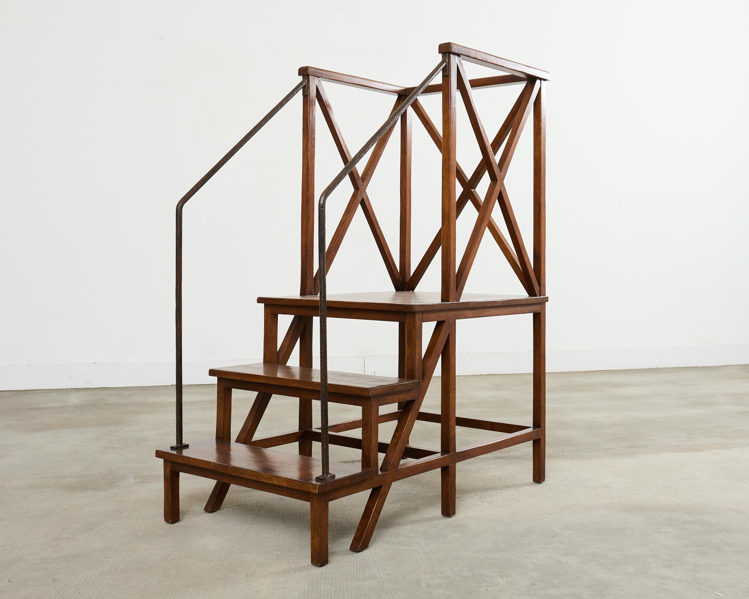 Hand-Crafted Rose Tarlow Walnut Dayton Hall Library Step Ladder For Sale