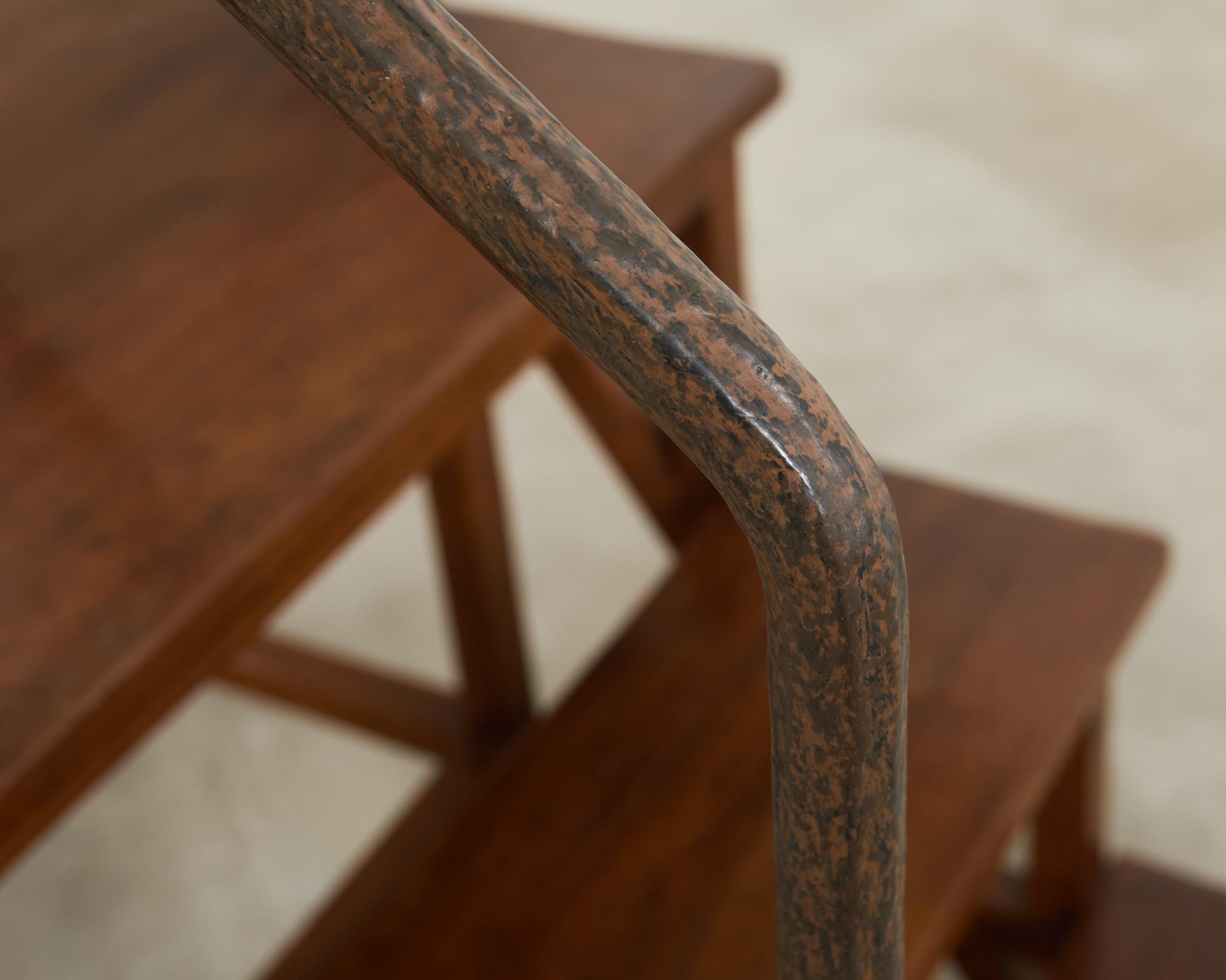 Iron Rose Tarlow Walnut Dayton Hall Library Step Ladder For Sale