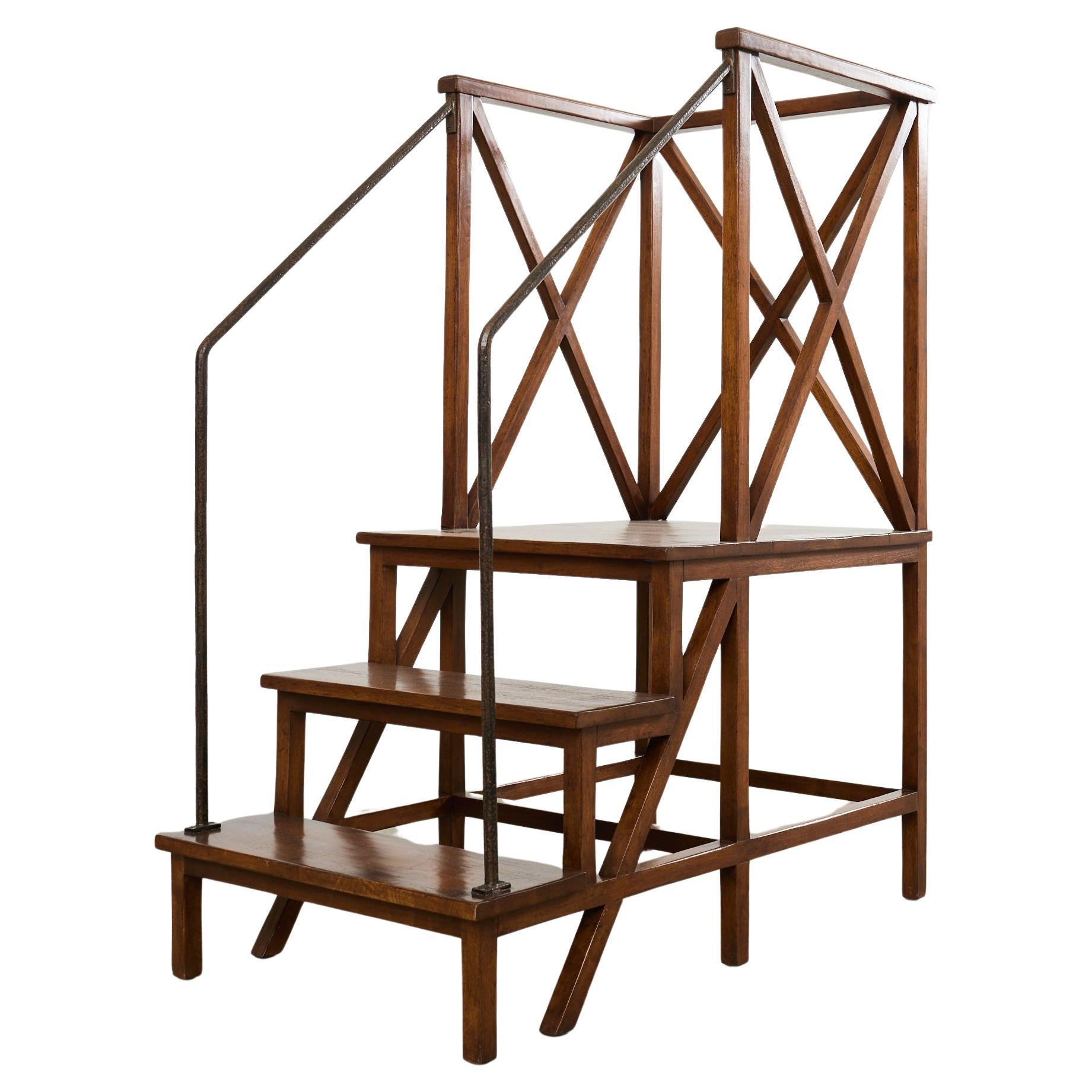 Rose Tarlow Walnut Dayton Hall Library Step Ladder For Sale