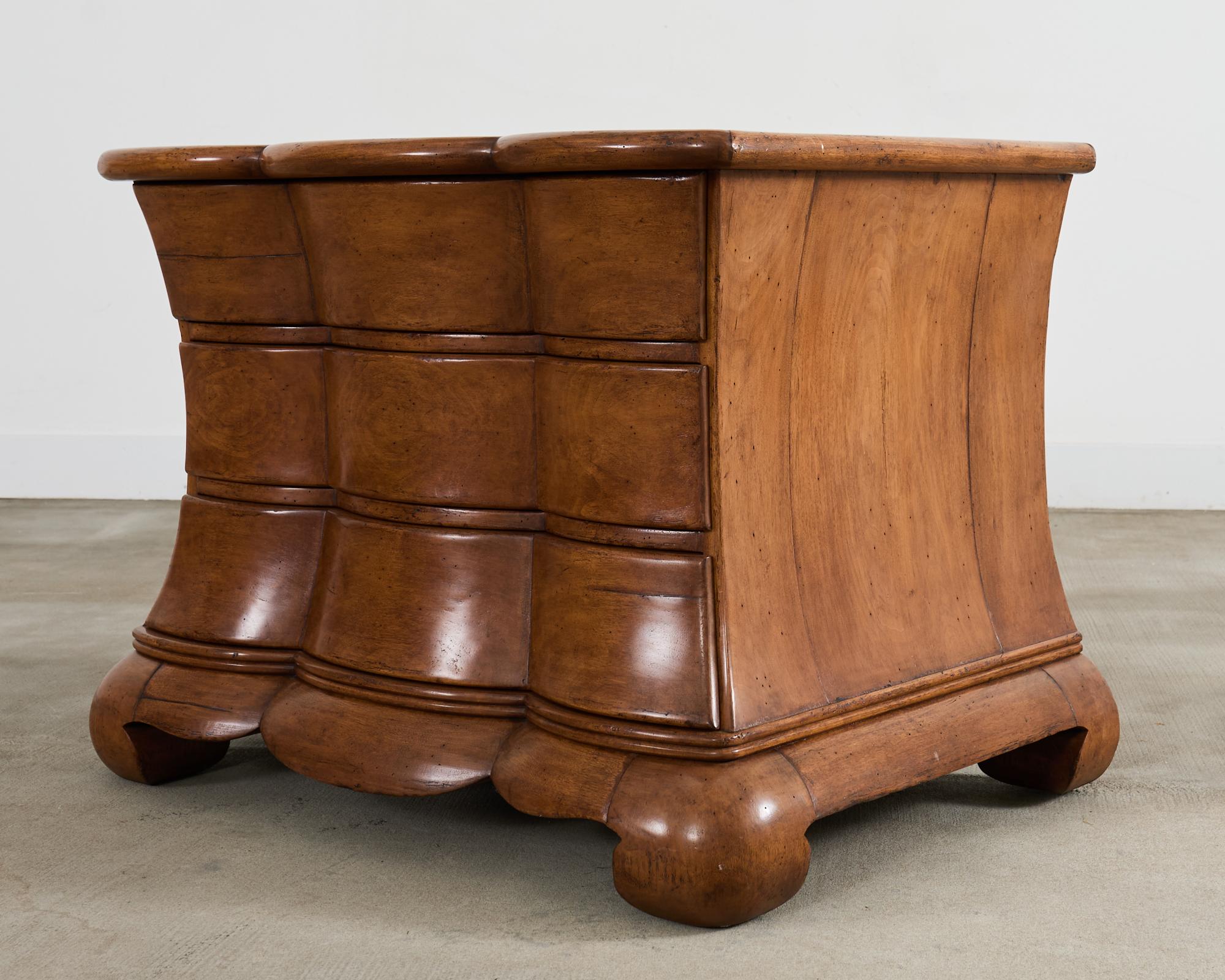 Country Rose Tarlow Walnut Three Drawer Dutch Commode or Chest