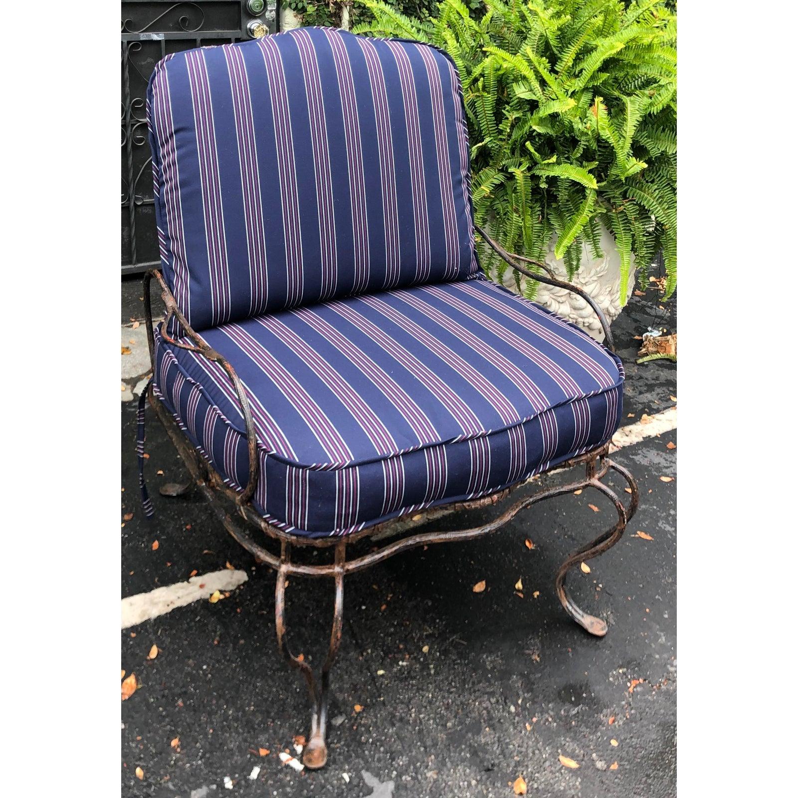 Rose Tarlow wrought iron outdoor lounge chairs - a pair.