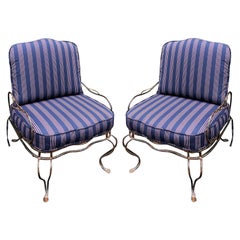 Rose Tarlow Wrought Iron Outdoor Lounge Chairs, a Pair