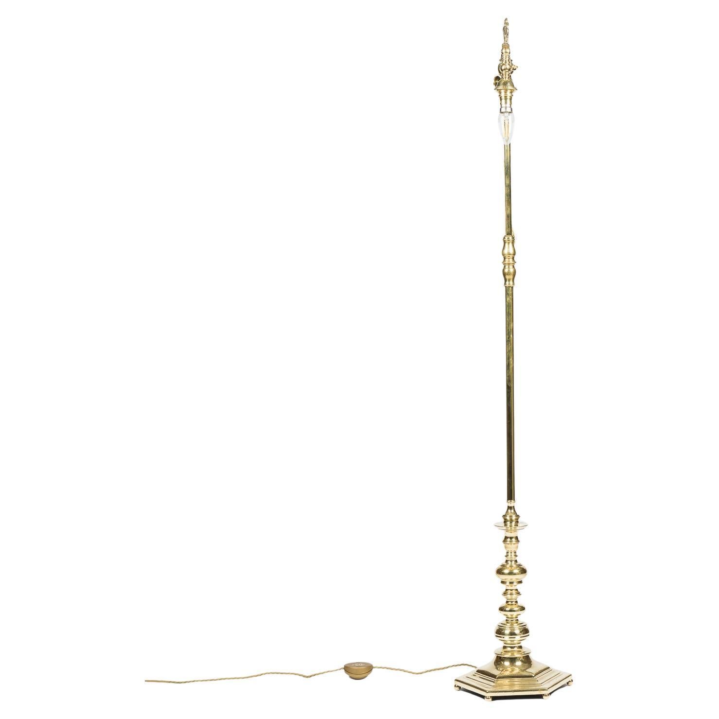 Rose & Thistle Edwardian brass standard lamp