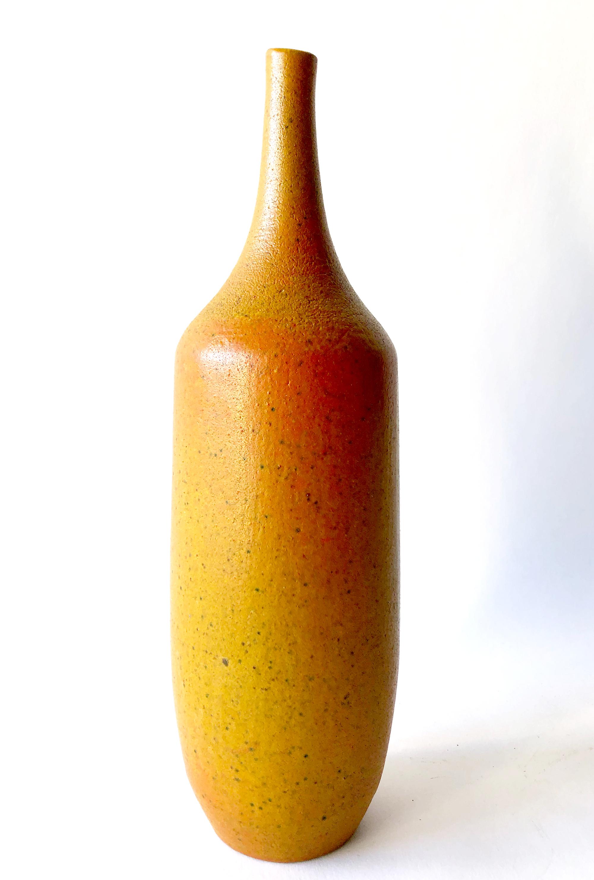 Glazed Rose Truchnovsky Canadian Modernist Elongated Pottery Bottle Vase