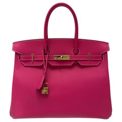 Rose Tyrien 35 Birkin Bag