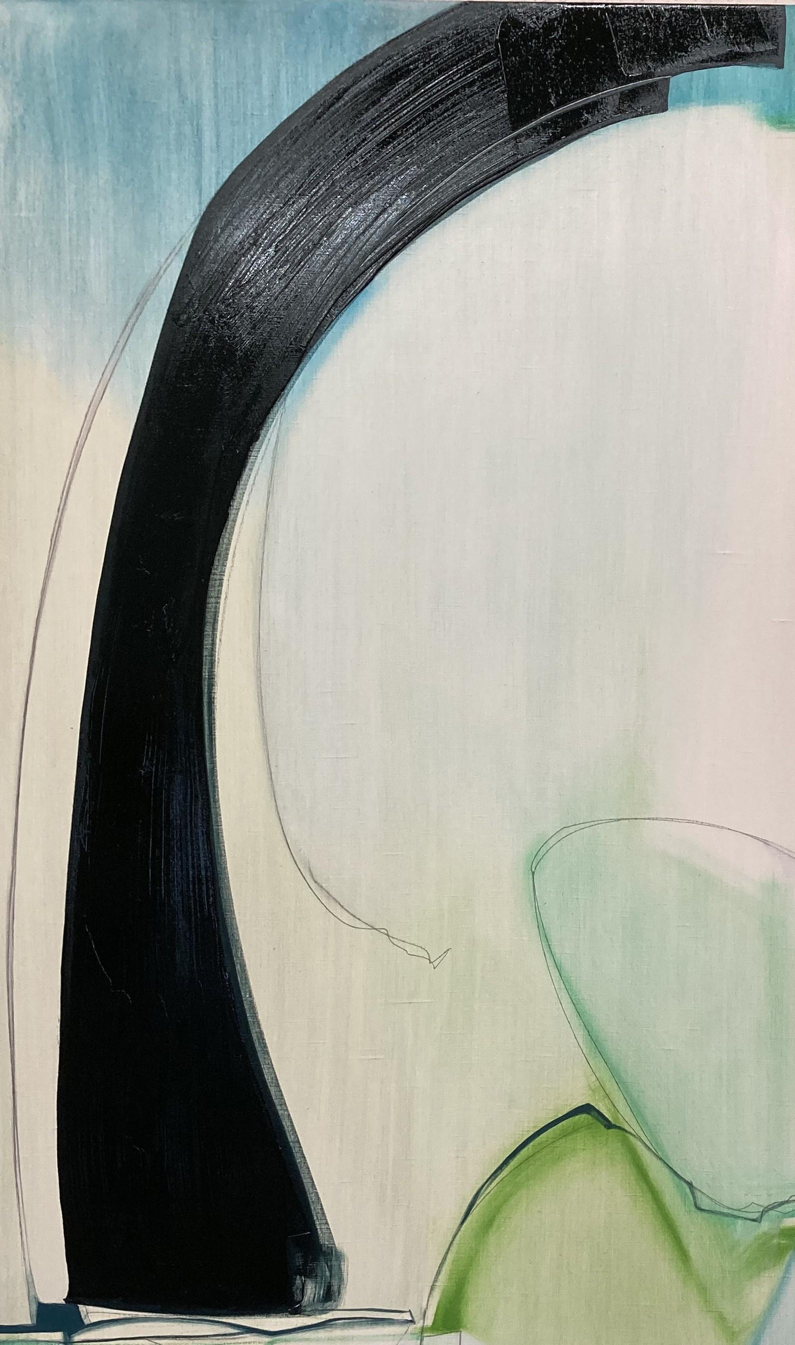 Completing,  Abstract, Oil, Graphite, Wood Panel, Blue, Black, Green For Sale 1