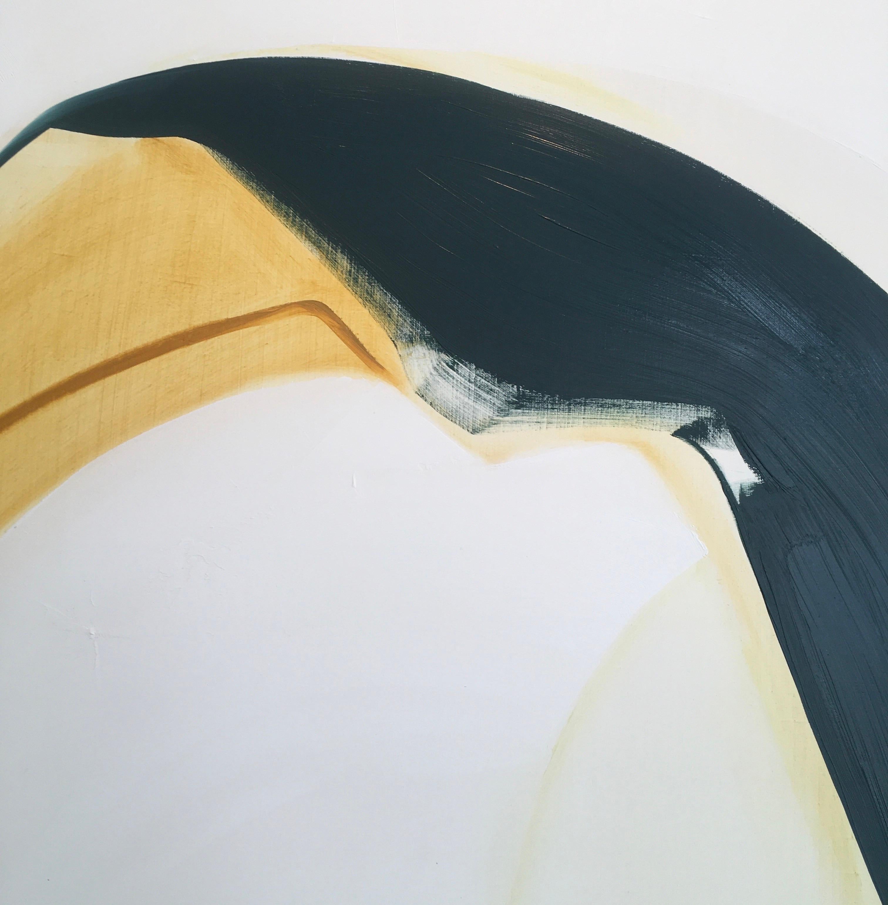 Generoso,  Astratto, Olio, Grafite, Pannello di legno, Giallo, Nero, Bianco in vendita 3