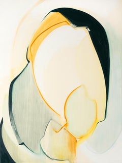 Generous,  Abstract, Oil, Graphite, Wood Panel, Yellow, Black, White