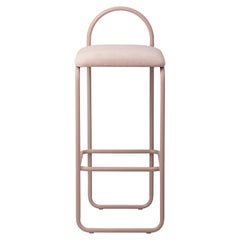 Chaise de bar minimaliste en velours rose