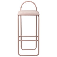 Chaise de bar minimaliste en velours rose
