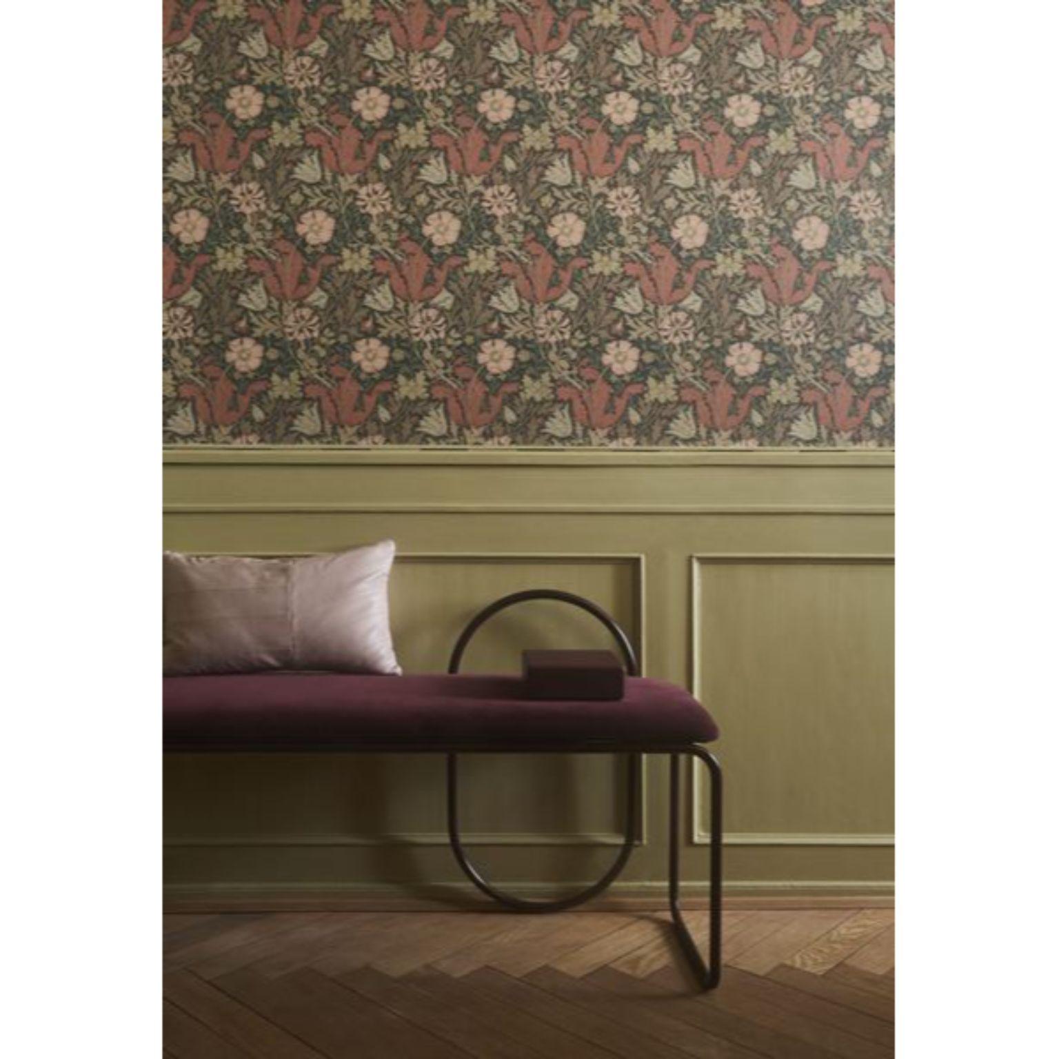 Banc minimaliste en velours rose en vente 7
