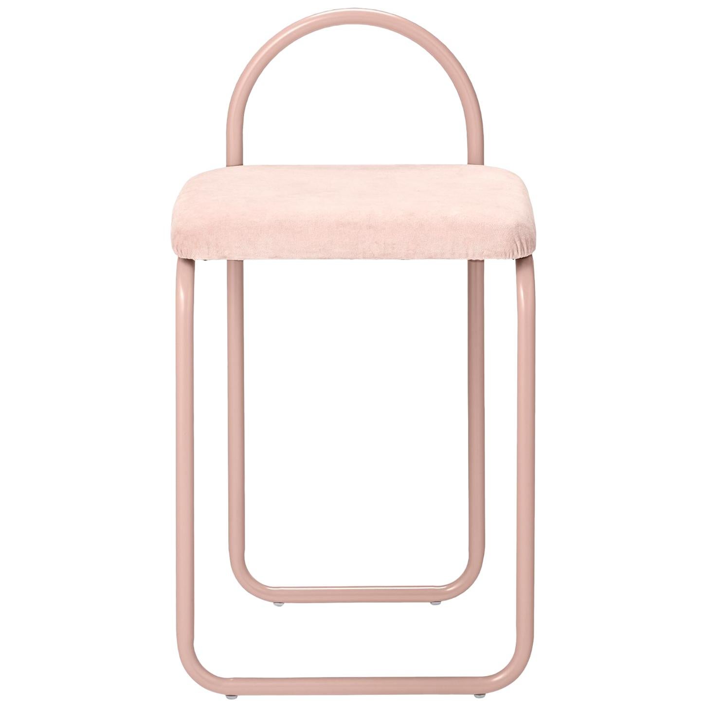 Chaise de salle à manger minimaliste en velours rose