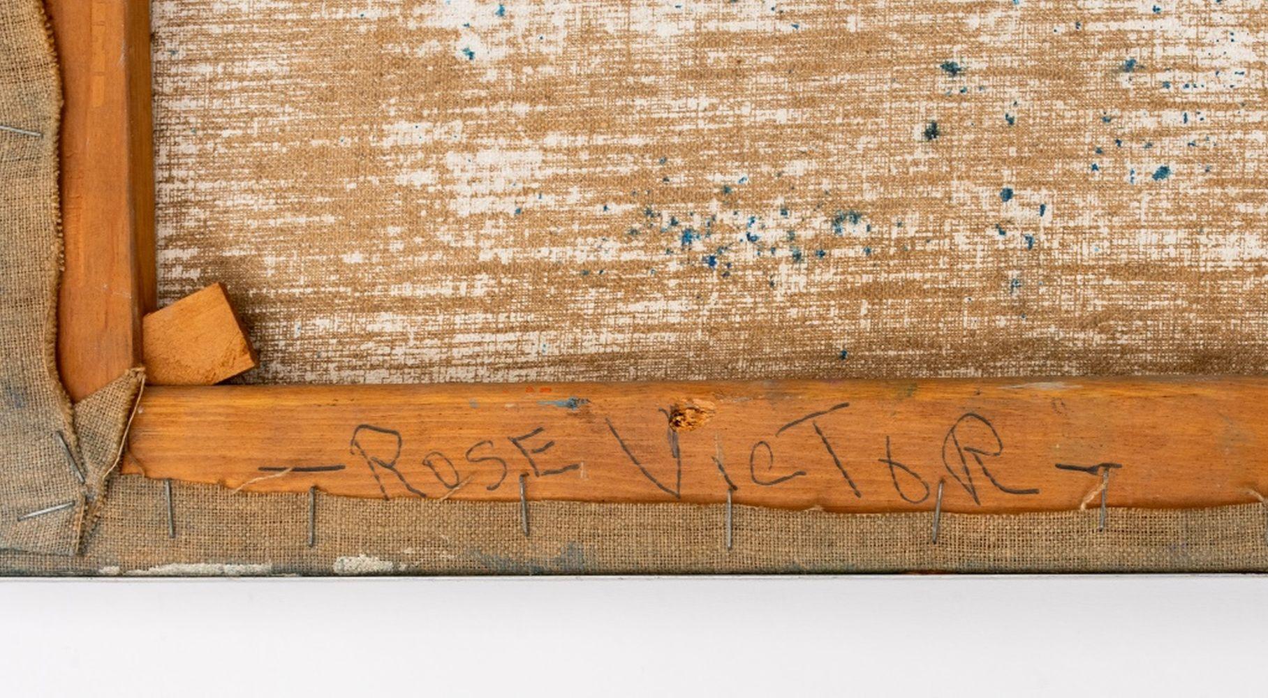 Abstrakte sitzende nackte Frau in Akt (Beige), Nude Painting, von Rose Victor