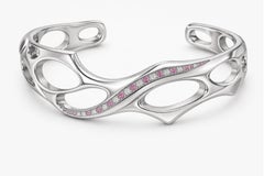 Rose Warrior Bracelet in Silver with Sapphires & Diamonds by Moncomble Paris