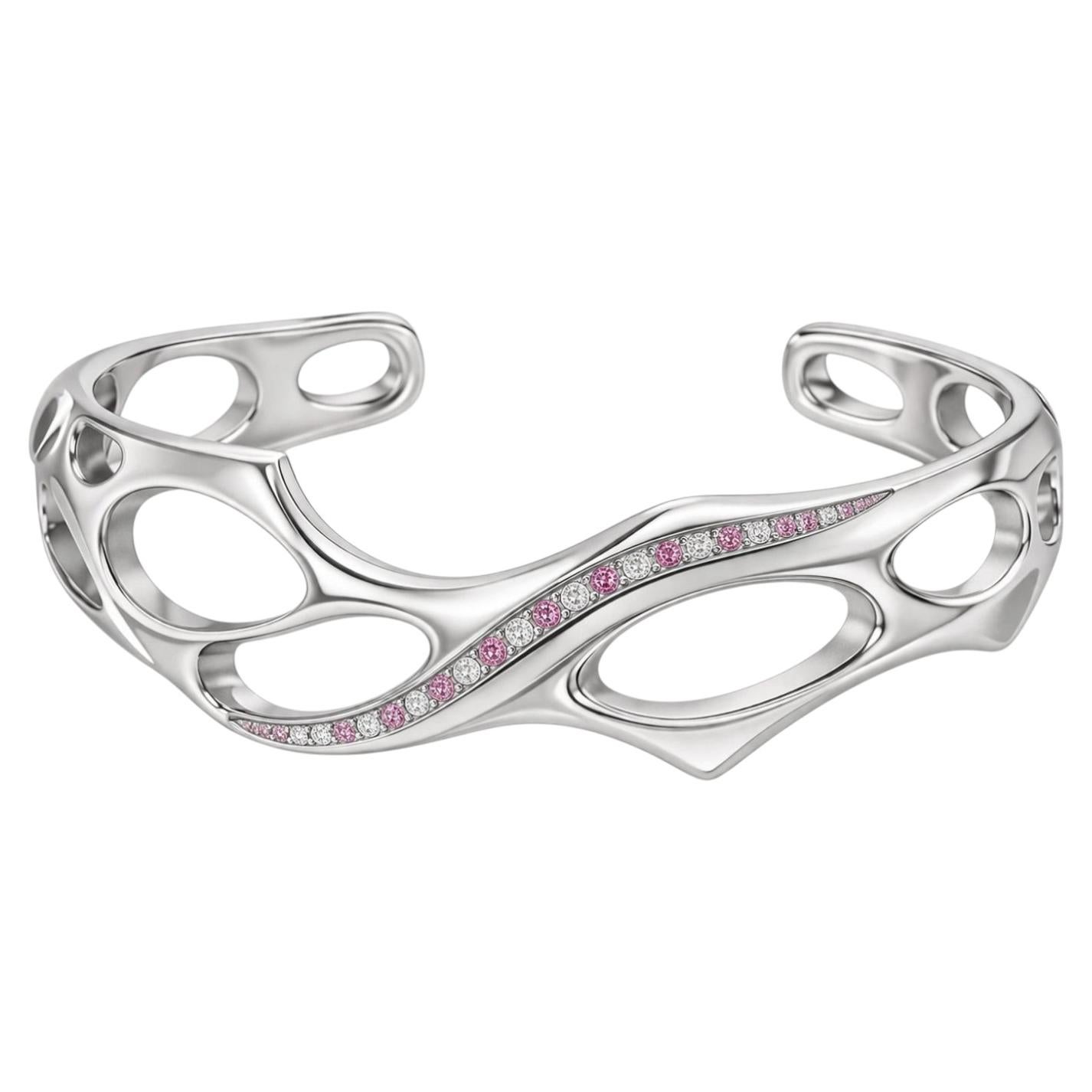 Rose Warrior Bracelet in Silver with Sapphires & Diamonds by Moncomble Paris For Sale