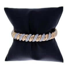 Rose and White Gold 1.36 Carat Diamond Twist Bangle Bracelet