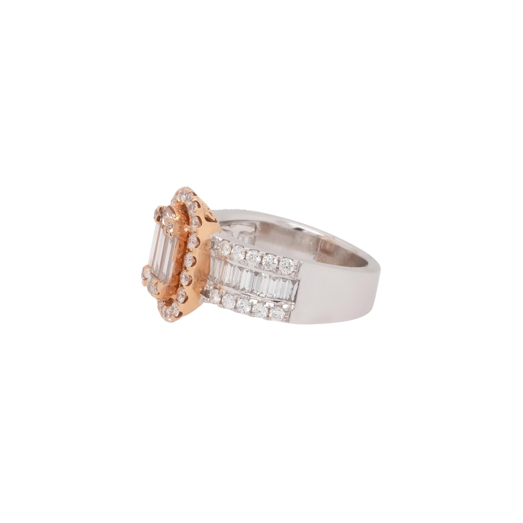 Women's Rose/White Gold 2.64 Carat Halo Engagement Ring 18 Karat in Stock