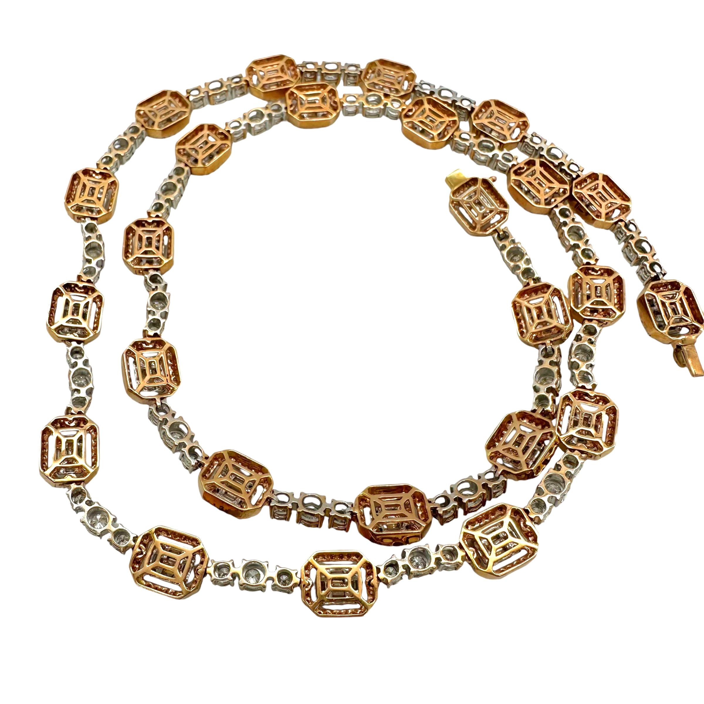 Collana con diamanti in oro rosa e bianco in vendita 5