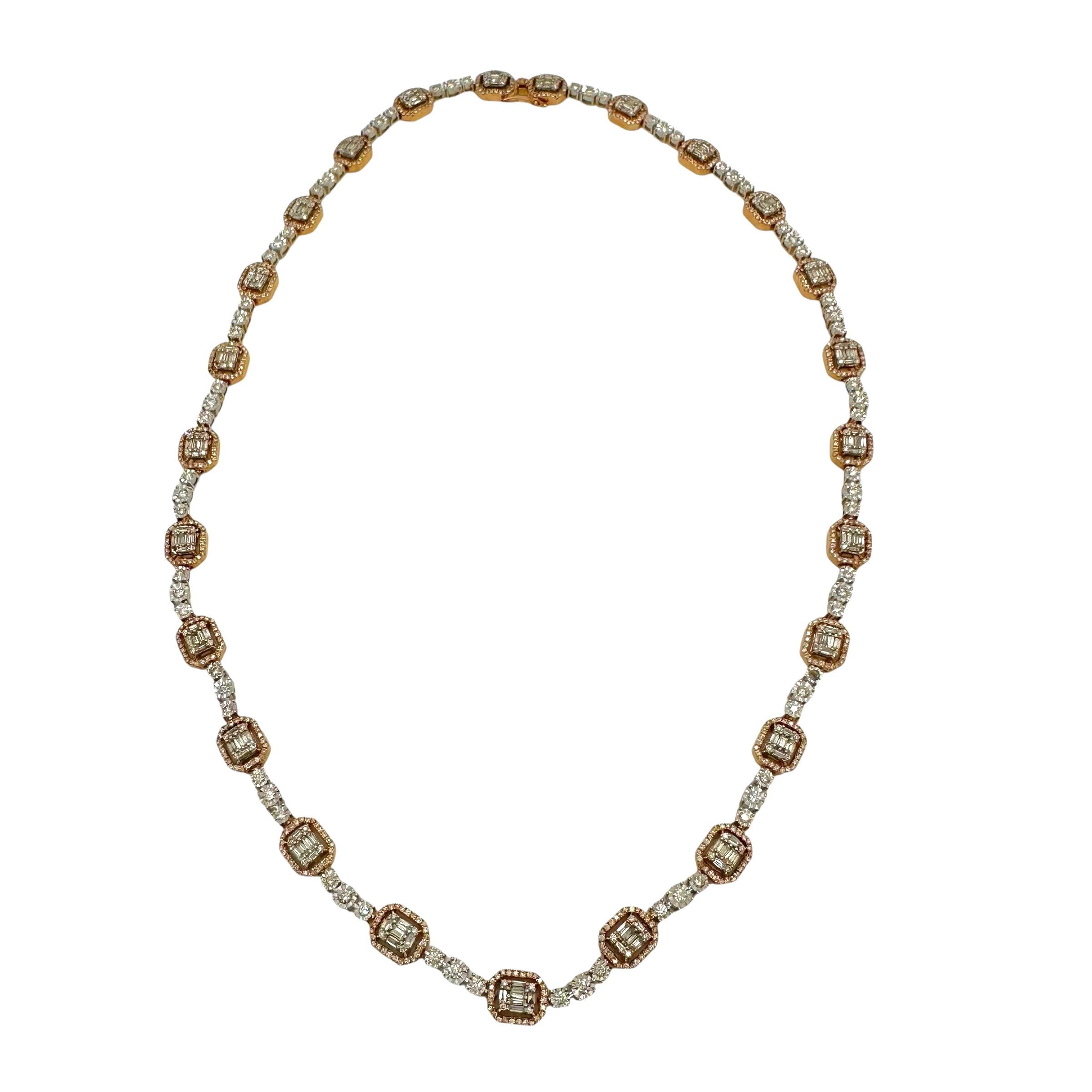 Collana con diamanti in oro rosa e bianco In condizioni ottime in vendita a San Diego, CA