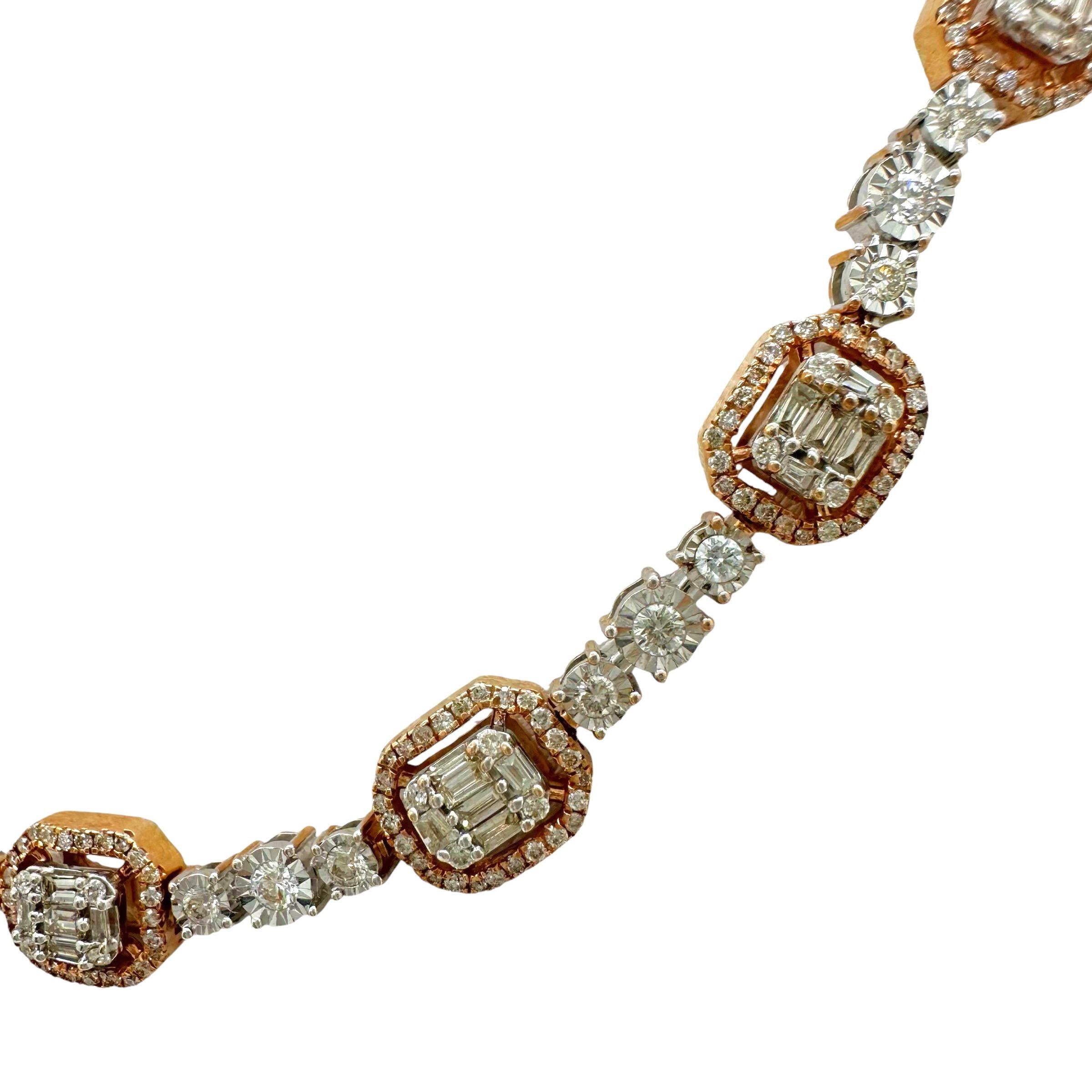 Collana con diamanti in oro rosa e bianco in vendita 1
