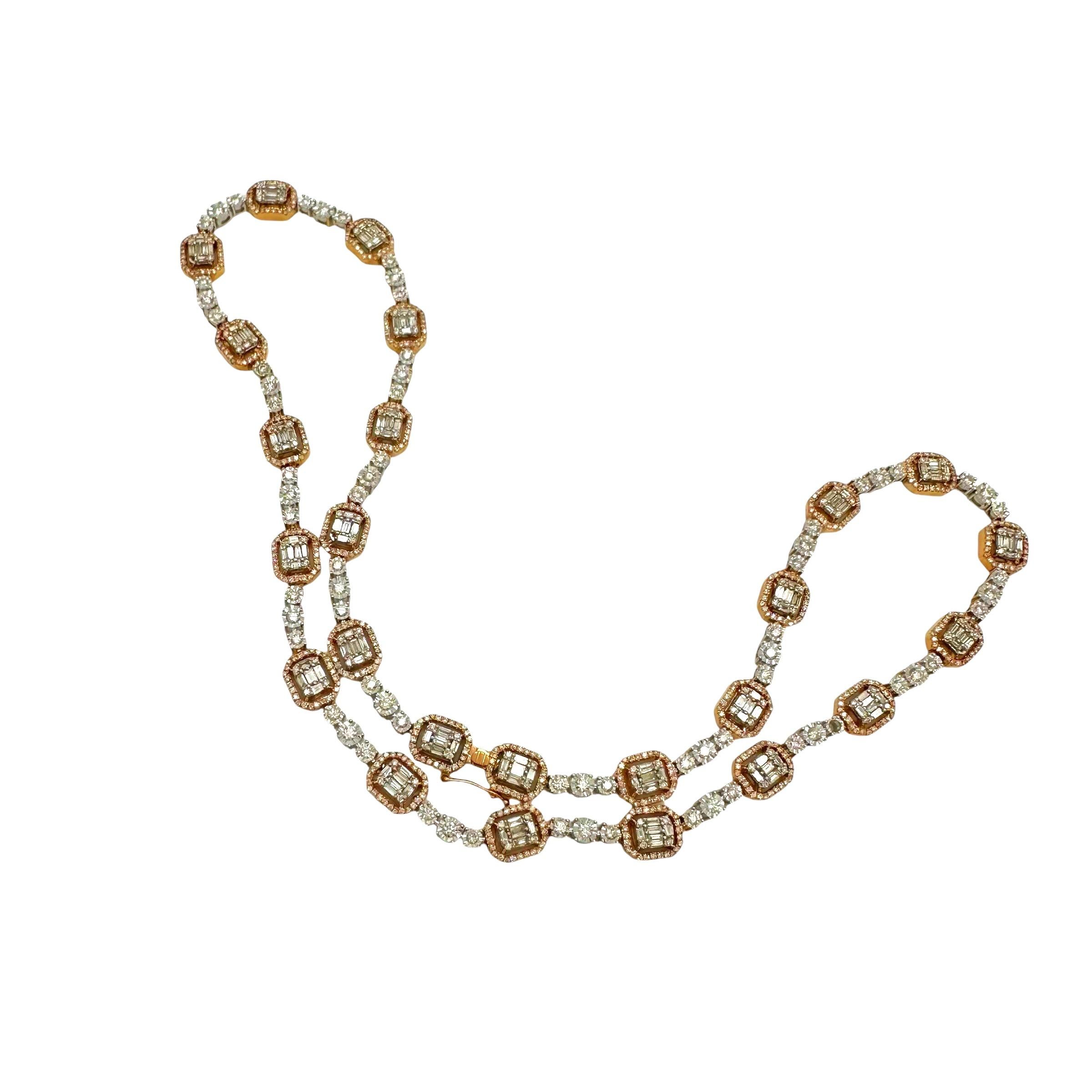 Collana con diamanti in oro rosa e bianco in vendita 3