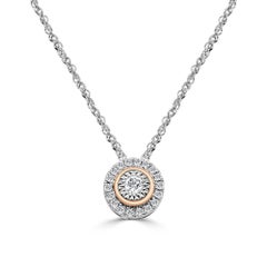 Rose White Gold Diamond Round Pendant