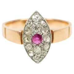 Retro Rose White Gold Ruby Diamond Ring