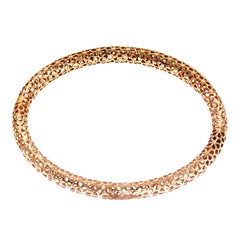 Rose White Two-Tone Gold and Diamond Bangle Bracelet