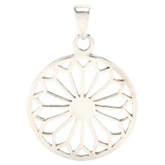 Vintage Rose Window Pendant, Sterling Silver, Cathedral Window Pendant