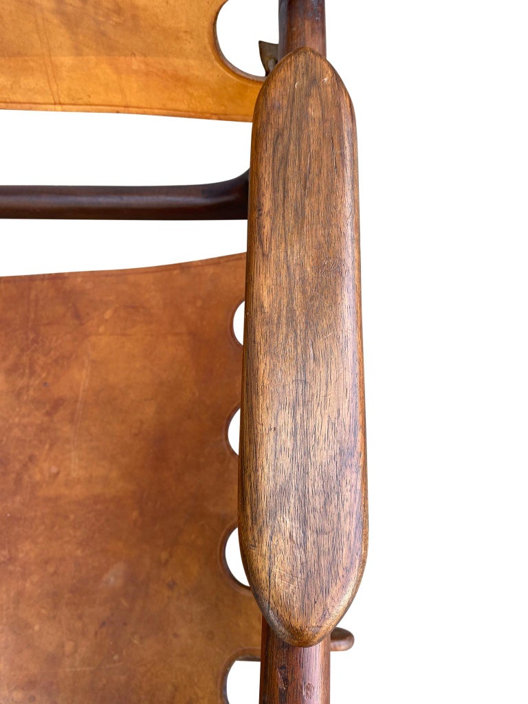 Rose wood and leather sling rocking chair by Ecuadorian designer Angel ...