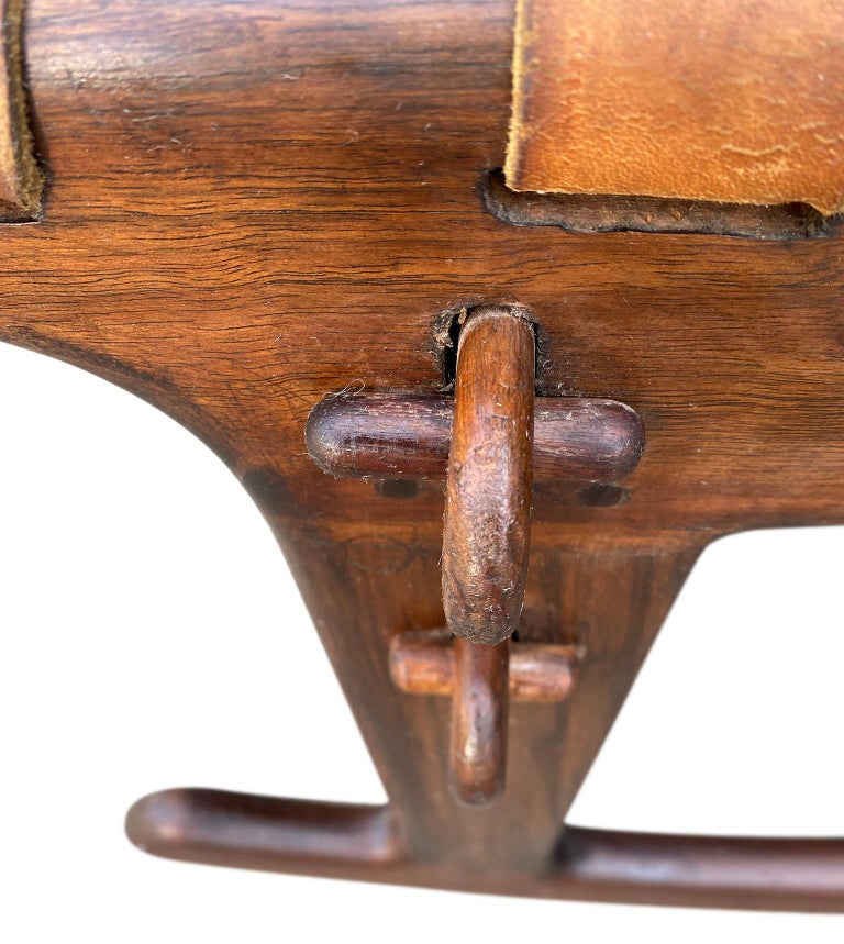 Rose wood and leather sling rocking chair by Ecuadorian designer Angel ...