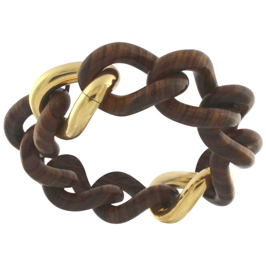 Rose Wood Groumette Bracelet 18 Karat Yellow Gold